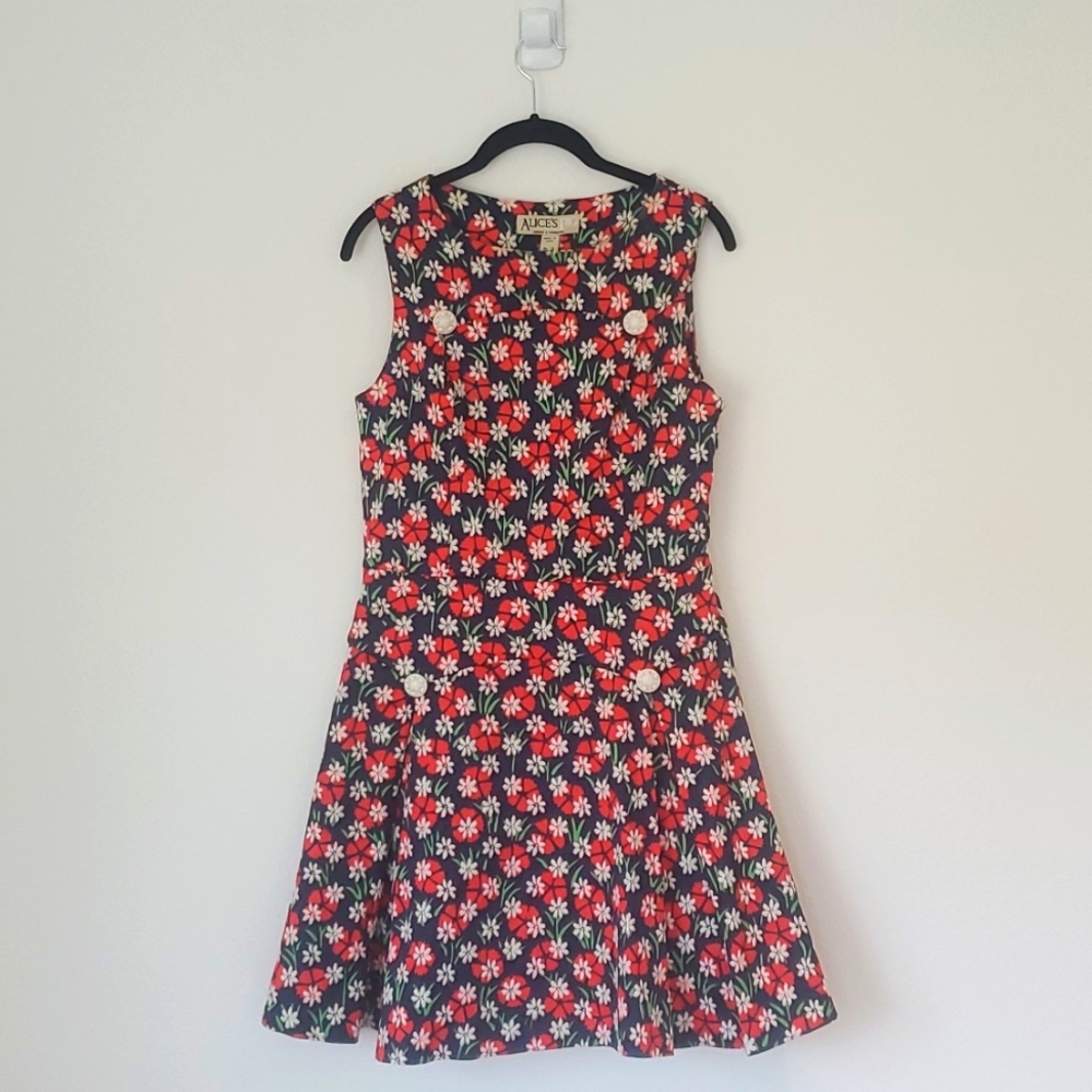 Floral Sleeveless A-line Dress by Alice's Pig